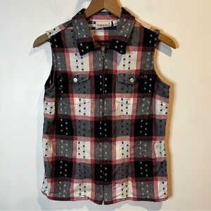 Women’s | Fashion Bug American Themed Full-Zip Sleeveless Blouse | Small